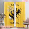 2pcs 2D Flat Printing Window Curtains Hard-working Bee Cute Bumblebee 100% Polyester Without Electricity Festive Holiday for