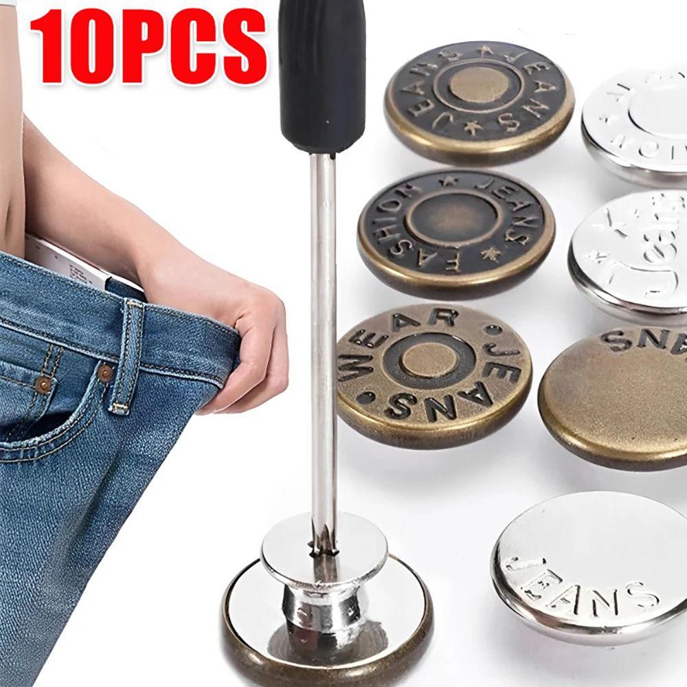 10Pcs/pack With Screwdriver Jeans Buttons Nail Free Waist Buckle Waist Extenders Button Jeans