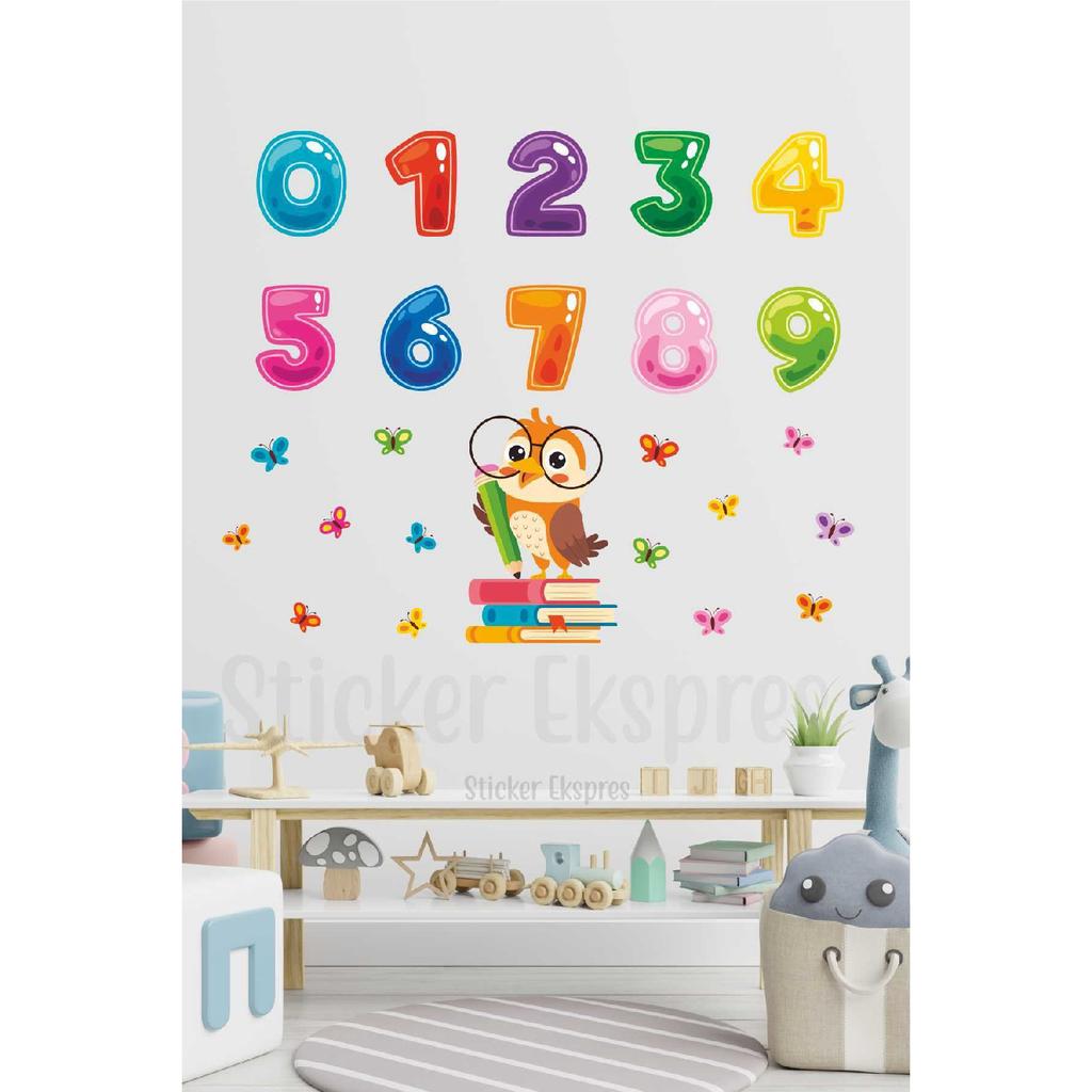 Wise Owl And Figures Figure Kindergarten Nursery School Children's Room Wall Door Glass Sticker Set