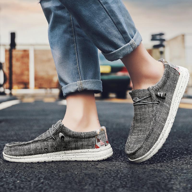 Большой размер, модная мужская парусиновая повседневная обувь, лоферы без шнуровки, обувь для вождения, мокасины, мужская обувь на плоской подошве