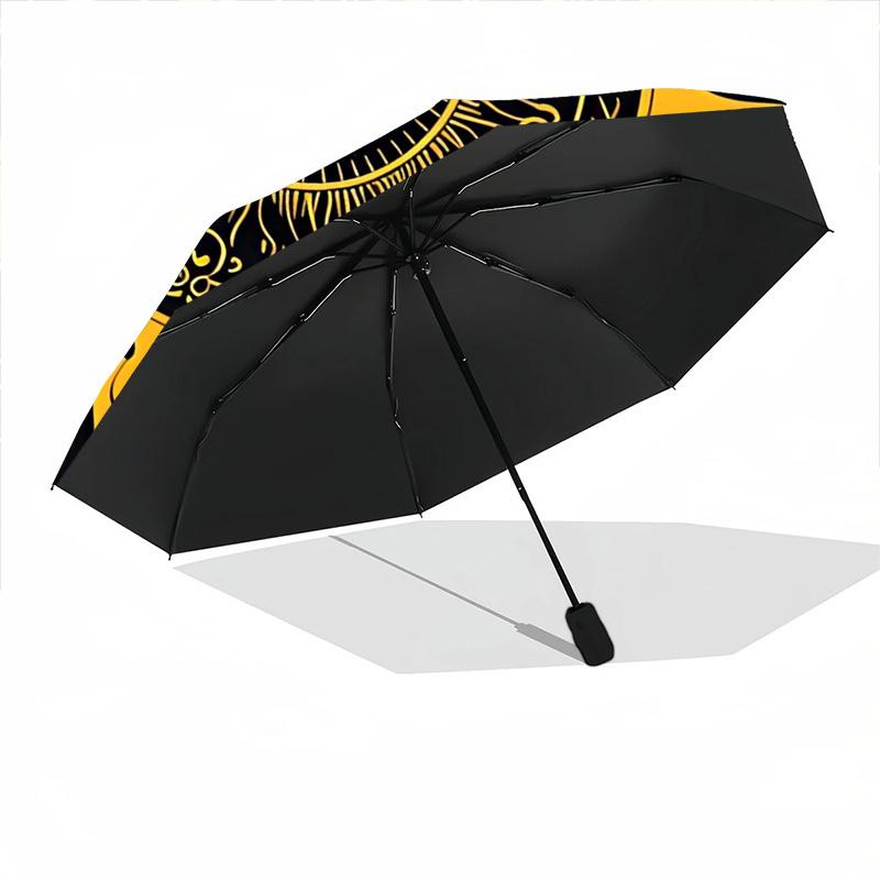 1pc Sun Mandala Automatic Open/Close Umbrella - Portable Collapsible Umbrella with 8-Rib Stability, Fashion Lovers yy251017173