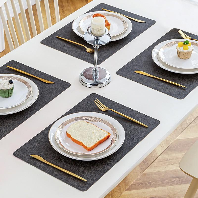 Nordic Style Dual-Sided PU Leather Table Mat Waterproof Oil-Resistant Non-Slip Dining Pad Home Restaurant Hotel