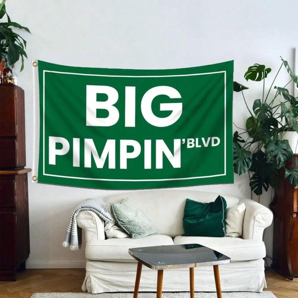 1 шт. Большой Pimpin BLVD Уличный знак Гобелен Флаг Полиэстер 2D Плоский Настенное панно для Спальни Гостиной Общежития Ретро Декор Забавный Подарок