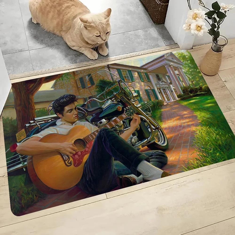 E-Elvis Presley Hallway Carpet Washable Non-Slip Living Room Sofa Chairs Area Mat Kitchen Doormat Area Rug Home Decor