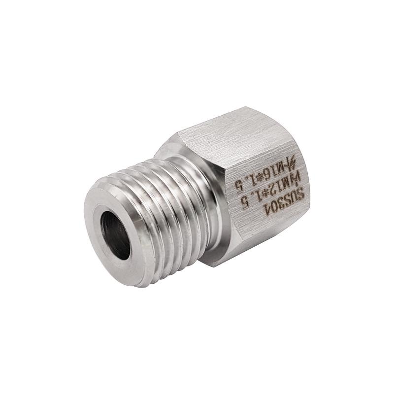 Stainless Steel 304 Metric Reducing Threaded Fitting: Female M12X1.5 to Male M16X1.5