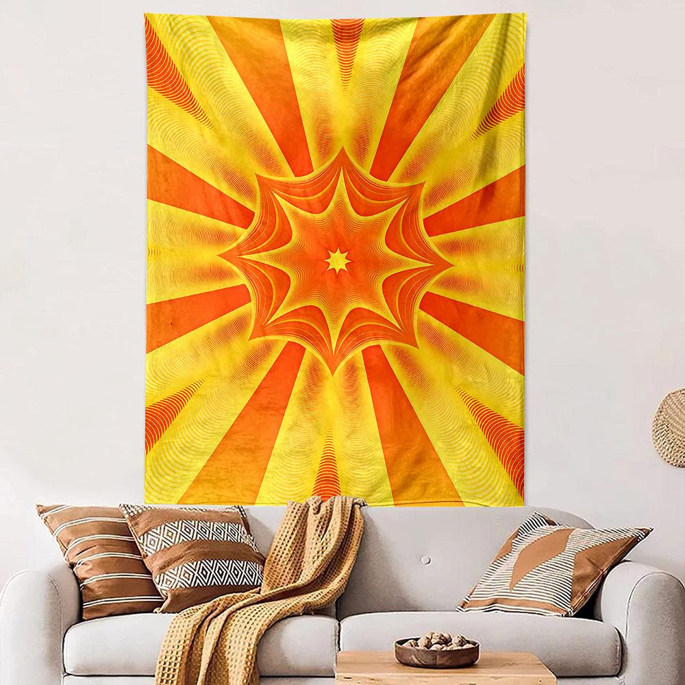 Radiant Sunburst Abstract Design Patterned tapestry home decor, suitable for bedroom and living room, gift