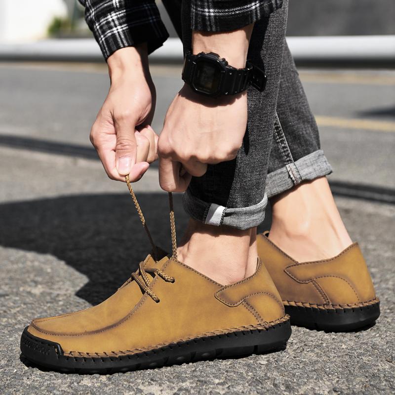 Fashion Men's Handmade Leather Shoes Platform New Lightweight Casual Designer Loafers Mocasin Flat Bottom High-quality Driving Shoes
