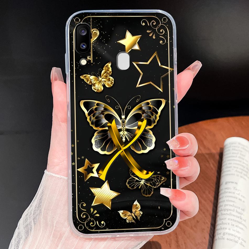 For Samsung Galaxy A20 A20S A21 A30 A30S Phone Case Butterfly Letters Soft TPU Clear Silicone Shell For Galaxy A 20 A 30 Housing