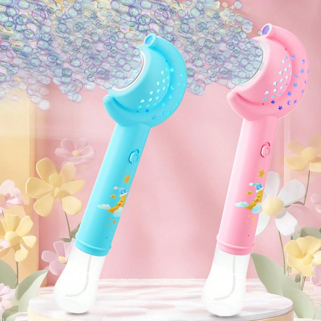 Пистолеты-пузыри «Луна» для детей, Электрическая машина для пузырей со светодиодной подсветкой, Безопасные игрушки для улицы для мальчиков и девочек 3-12 лет, Подарки для дня рождения, свадебной вечеринки