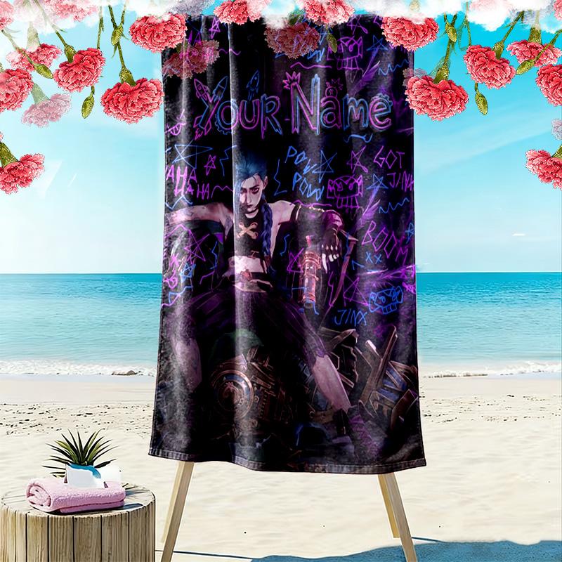 Name Custom jinx Print Beach Towel, Large Soft Quick Dry Towel for Beach Camping Swimming
