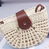 Летняя соломенная сумка для женщин, модные полукруглые сумки через плечо из ротанга, сумка-мессенджер ручной работы, дорожные пляжные сумки-тоут