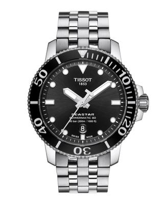 Мужские автоматические часы Tissot Seastar 1000, черный циферблат, браслет, T1204071105100 [Официальный импорт]