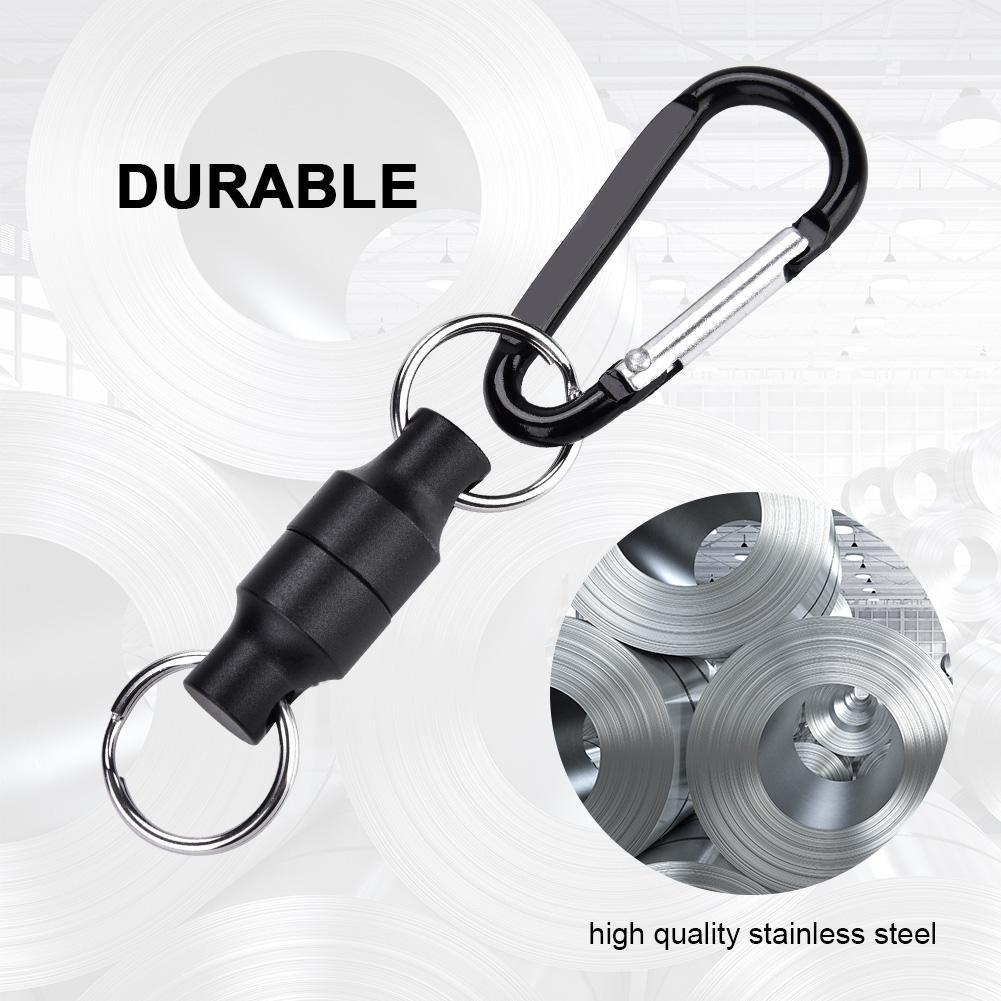 Magnetic Net Release Holder, Double Keychain Hook for Fly Fishing - Black