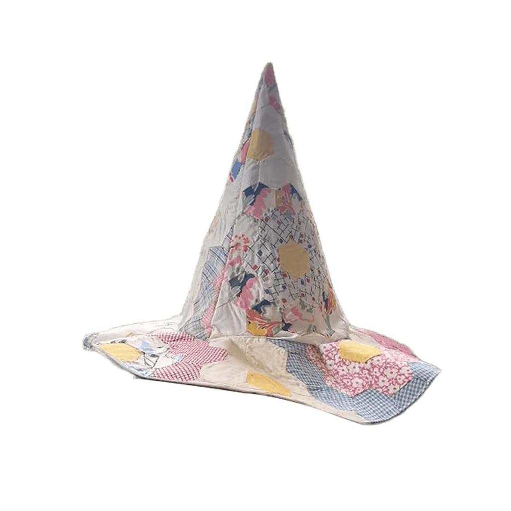 Шляпа ведьмы пэчворк ручной работы, разноцветная шляпа ведьмы на Хэллоуин пэчворк
