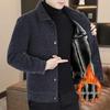 Мужское короткое шерстяное пальто - Осень/Зима, Корейский стиль, с бархатной подкладкой, Повседневная утолщенная куртка.