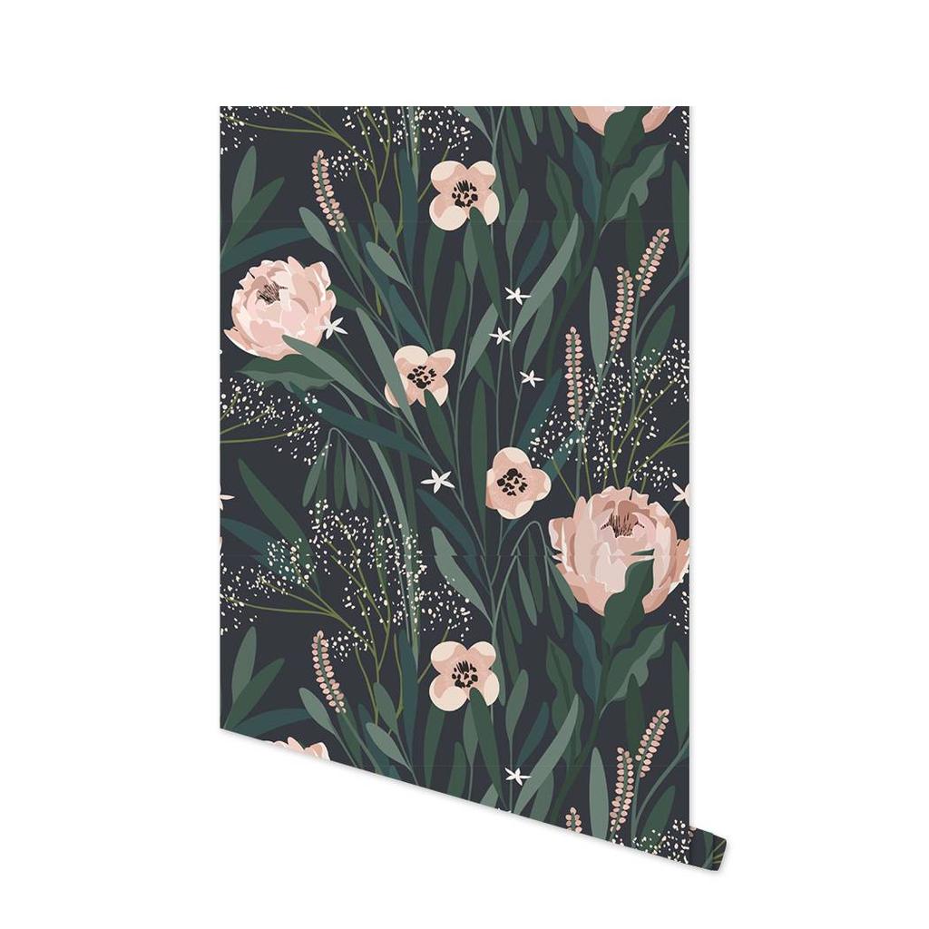 Бохо Розовые Цветочные Обои Самоклеящиеся Обои Зеленый Лист Съемная Контактная Бумага для Ванной Кухни