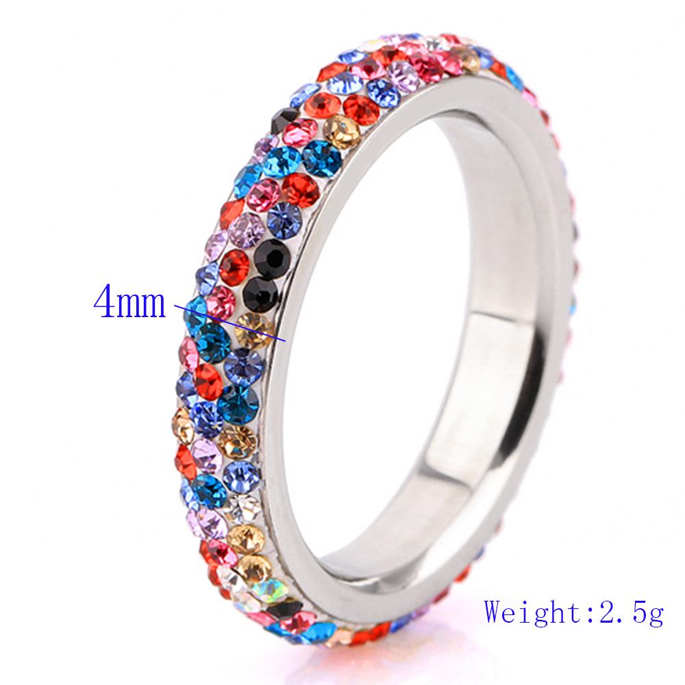 Rhinestone Multicolor Crystal Engagement Ring Stainless Steel Fashion Jewelry For Women Gift