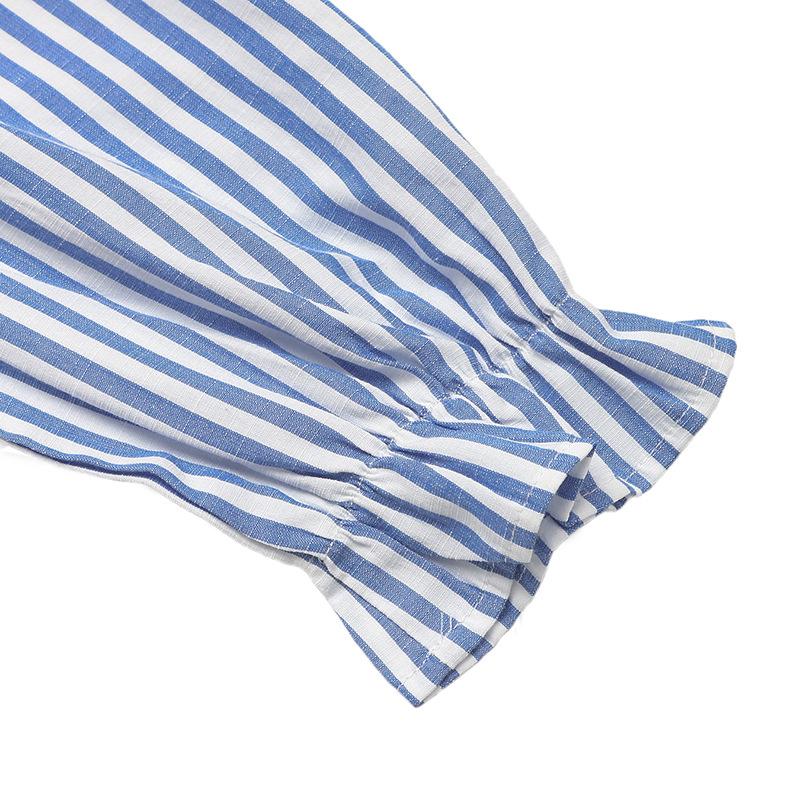 Skirt With Fungus SummerEuropean And American Women Wear Vertical Striped Shirt Dresses