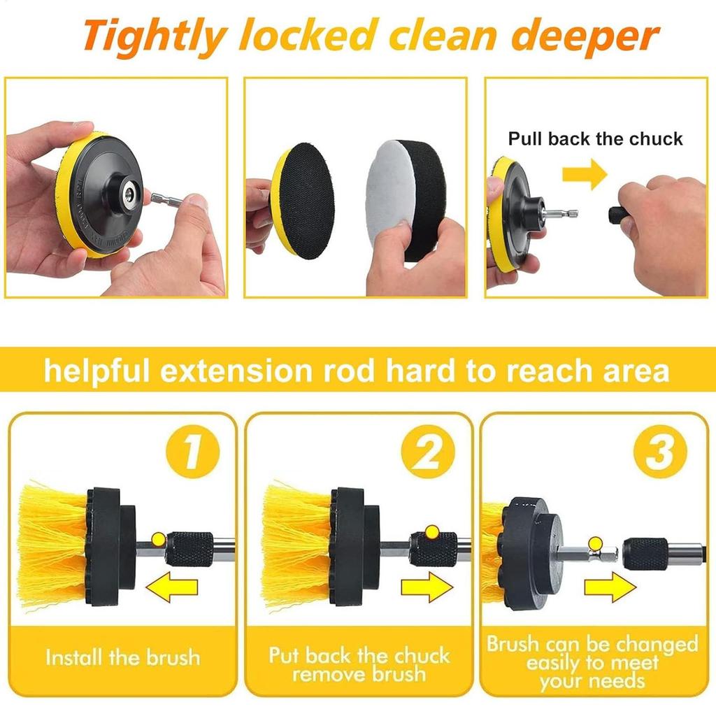 Набор щеток для мытья автомобиля 30 штук Уход за автомобилем Полировальные губки Насадки-щетки для дрели для грузовика, внедорожника, седана