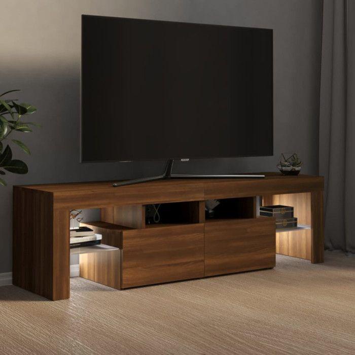 VidaXL TV Cabinet with LED Lights Brown Oak 140x36.5x40 Cm, Tv Stand, Media Cabinet, Hifi Cabinet, Tv Unit, Unit 822643