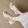 New Women's One-pedal Sandals Casual Solid Color Silver Comfortable Rubber Sole Large Size Women's Shoes Beach Sandals