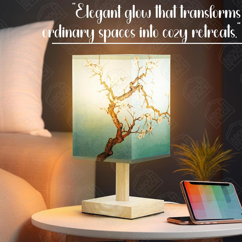 Ночник - прикроватная лампа для чтения в стиле магнолии с деревянным основанием для ночника, спальни, гостиной, дома и декора