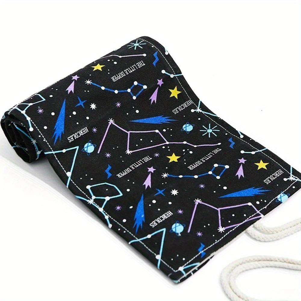 12/24/36/48/72 отверстияТолстый холст ручка занавес звездное небо печать рулон ручка сумка для эскизов принадлежности канцелярские принадлежности сумка для хранения