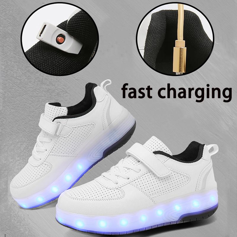 Детские светящиеся кроссовки, которые можно разобрать, двухколесный светильник с подзарядкой, легкая спортивная обувь на колесиках