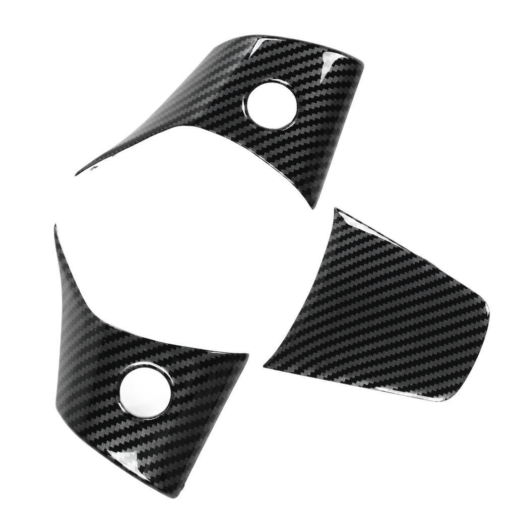 3Pcs Steering Wheel Cover Patch Interior Accessories Replacement for Tesla Model 3 Or Y 2021 To 2023 Carbon Fiber Look
