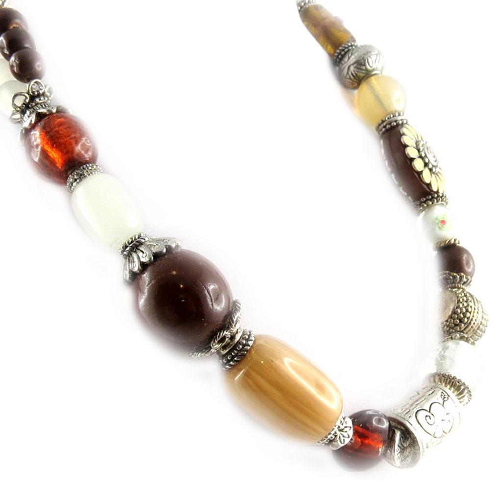 Les Trésors De Lily [E0637] — Коричневый/бежевый/бежево-коричневое дизайнерское колье «Душка»