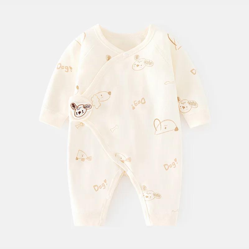 Весна Осень Детские Девочки Мальчики Комбинезон Принт Мультфильм Лягушка Хлопок Детская Одежда Новорожденных Модный Детский Комбинезон Костюм 0-6 Месяцев Новый