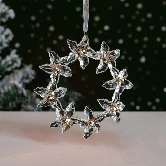 Рождественский орнамент прозрачный акриловый кристалл блестки олень дерево колокольчик звезда венок кулон праздник