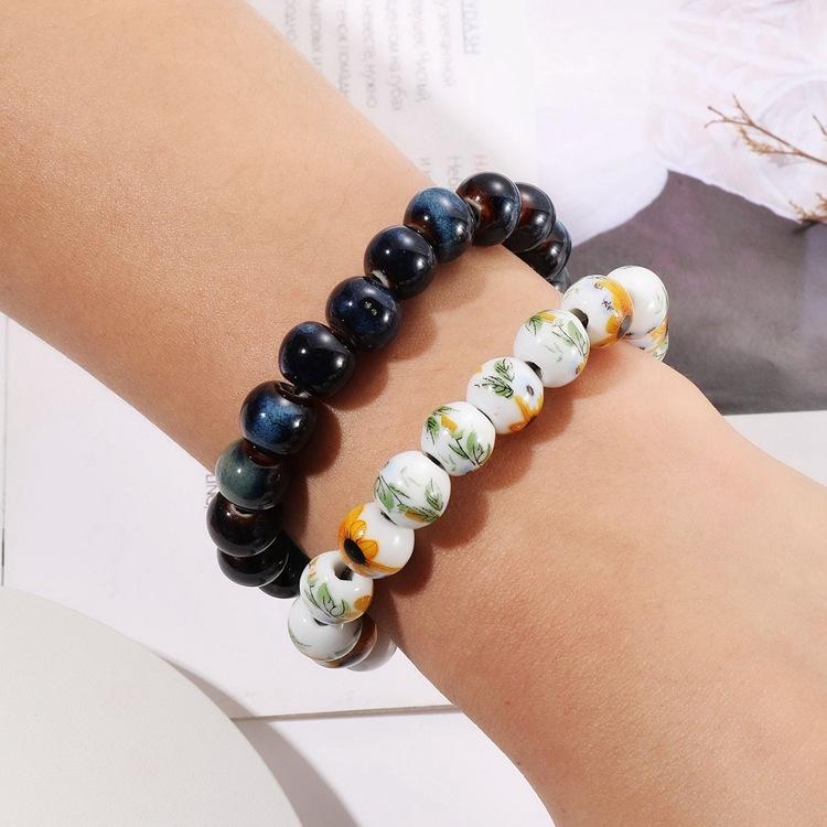 10 мм керамические украшения конфетного цвета полный браслет из бусин эластичный браслет в старинном стиле