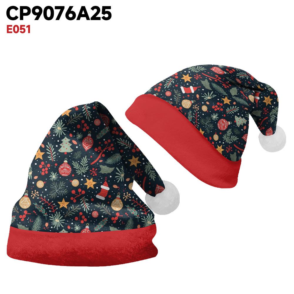 2024 Santa Claus Print Velvet Plush Christmas Hat for Adults & Kids - Double-sided Fleece