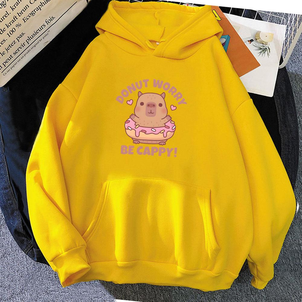 Capybara Don't Worry Be Cappy Hoodies Женская/Мужская Одежда Sudaderas Con Capucha Зимняя Теплая Мультяшная Толстовка Kawaii Для Девочек Толстовка