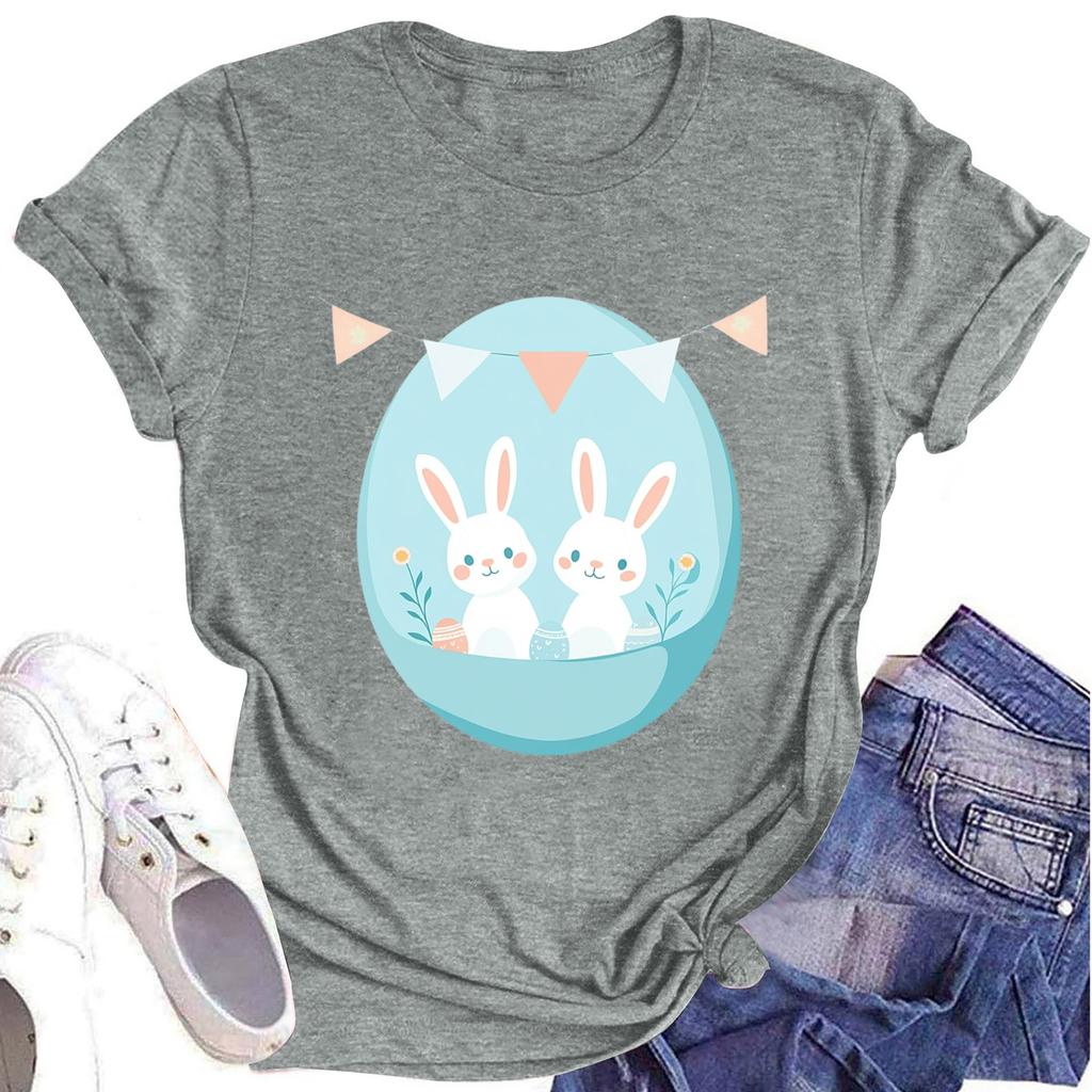 Women's Printed Round Neck Short-sleeved T-shirt Top