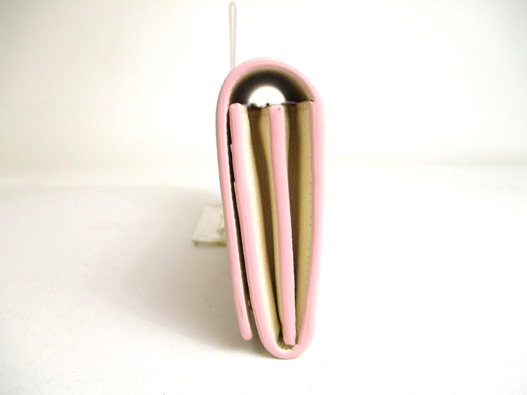 Подлинный BVLGARI Светло-розовый кремовый кожаный кошелек-конверт с золотой фурнитурой Continental #a440 Восстановленный