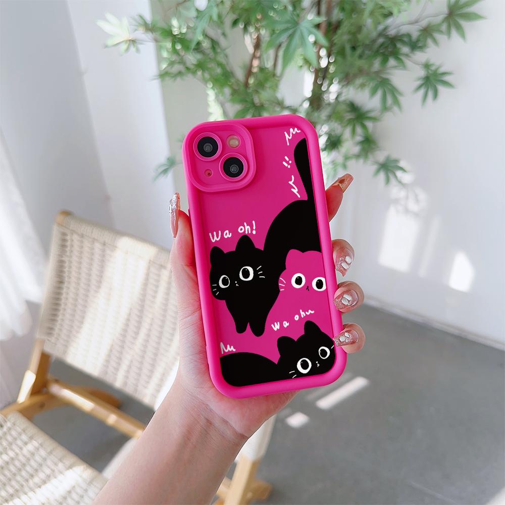 Милый чехол с рисунком котенка из мягкого ТПУ для iPhone 17 Air 16 15 14 Pro Max Plus 13 12 Mini 8 7 X Xs Задняя крышка