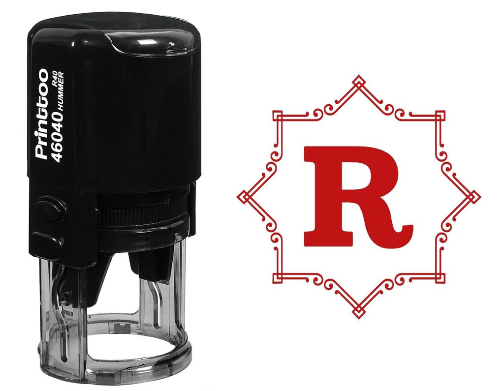 Printtoo Office Стационарный восьмиугольник Celtic Swirl Border R Alphabet Monogram Initial R-40 Self Inking Rubber