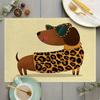 1set/8pc/4pcs/6pcs Cartoon Dachshund Placemat Set Cute Dog Print Table Mats Kids Dining Room Home Decor
