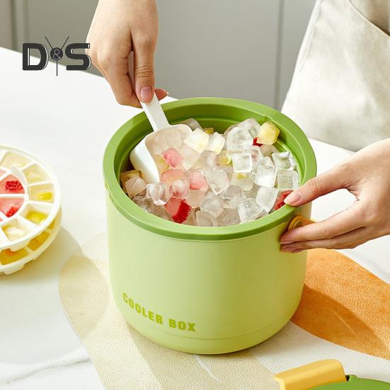 Ведро для льда Лоток для кубиков льда с крышкой и контейнером Эффективная форма для приготовления льда для морозильника Легкосъемный многоразовый генератор кубиков льда для напитков Кофе