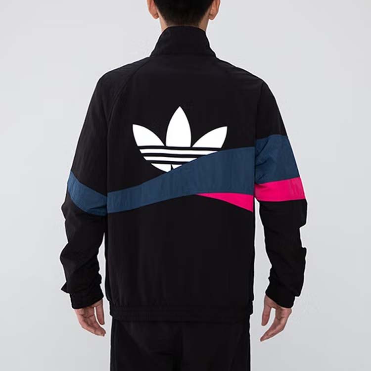 Adidas Originals Trefoil TS Track Top With Logo Print Contrast Sports Jacket Men Jackets Black H46698