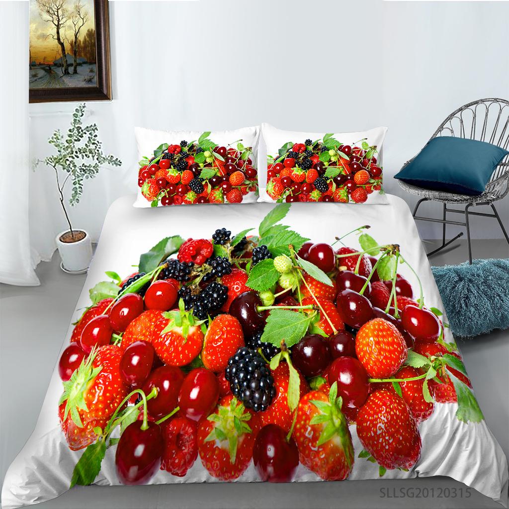 Quilt Cover Pillowcase Two Or Three Piece Fruit Digital Printing Polyester