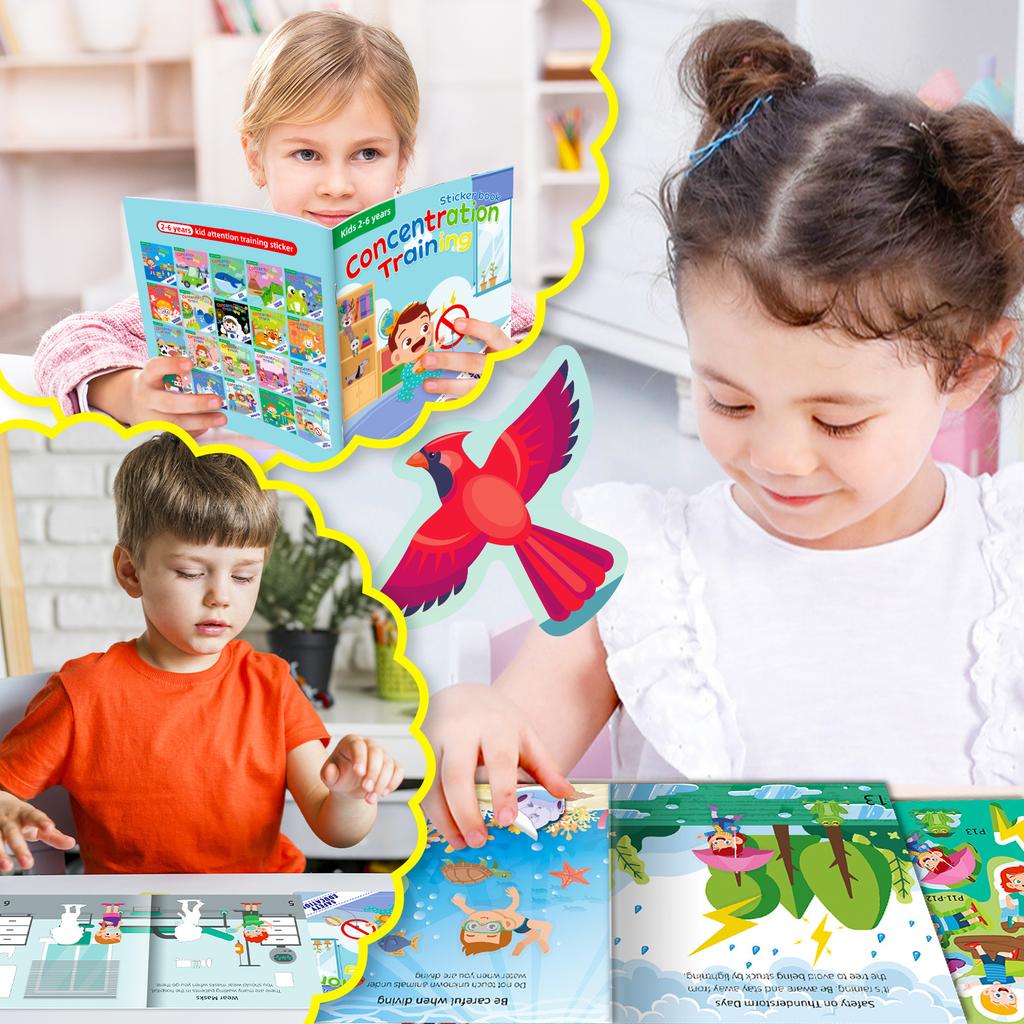 Creative Children'S Diy Safety Education Sticker Book Early Education No Cutting Repeated Stickers Baby Educational Toys