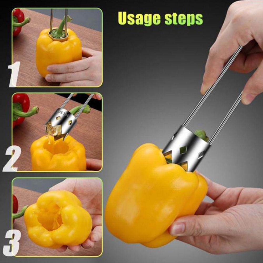 Stainless Steel Tomato Stem Corer Tool Embedded Pepper Corer Seed Remover Tool Strawberry Huller