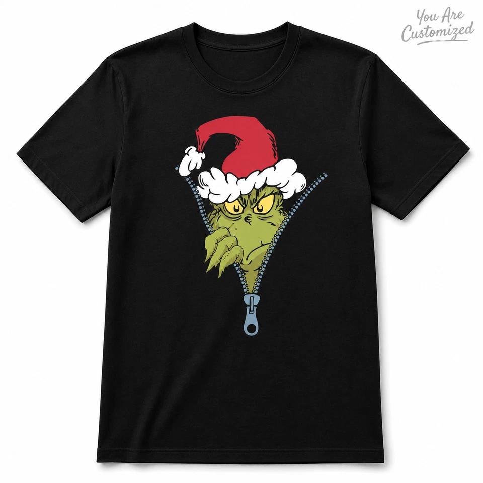 Green Christmas Grump T Shirt Black or White Funny Holiday Character Tee 1