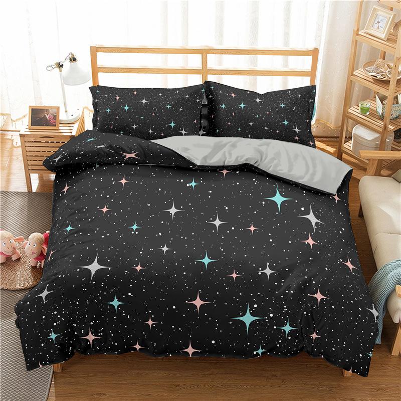 Комплект постельного белья Starry Sky King Size Galaxy Starry Sky Theme Twin Комплект постельного белья для детей-подростков из полиэстера с разноцветными звездами