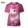 Cute Beautiful Rabbit 3D Printed T-shirt for Girls, Summer Casual Stylish Short Sleeve Round Neck Top