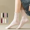 JK Japanese Style Knitted Socks Solid Color Stacked Socks Kawaii Middle Tube Socks Girls