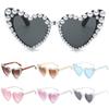 Trending UV400 Eyewear Party Glasses Shades Heart Sunglasses Pearls Sun Glasses